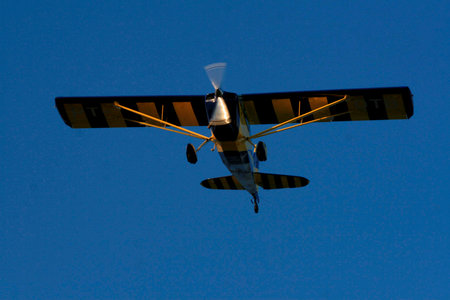 porto Seguro, bahia / brazil - october 25, 2008: Small aircraft is seen during maneuvers at an air...