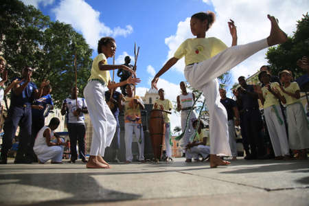 salvador, bahia / brazil - Nov. 20, 2019: Capoeiristas of the Bahia Ginga group perform at Pelourinho in Salvador, during celebrations in honor of the day of the Black Conscience.のeditorial素材