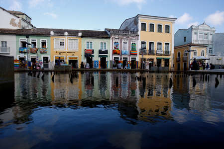 salvador, bahia / brazil - august 15, 2018: light source reflects the old houses of Pelourinho in Salvadorのeditorial素材