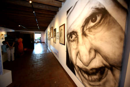 salvador, bahia / brazil - december 12, 2017: exhibition of paintings and artwork in honor of Irma Dulce is seen at the Centro Cultural Solar Ferrao, in Pelourinho in Salvador.のeditorial素材