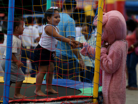 salvador, bahia / brazil - october 8, 2018: Children from Bahia day care centers are seen during an event at the Fonte Nova Arena in the city of Salvador.のeditorial素材