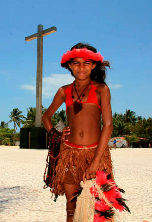santa cruz cabralia, bahia / brazil - november 5, 2008: indigenous handicrafts for sale in the Coroa Vermelha village in the city of Santa Cruz Cabralia.のeditorial素材