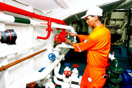 salvador, bahia / brazil - october 1, 2014: Engine room of the Dorival Caymmi Ferry Boat. The vessel...