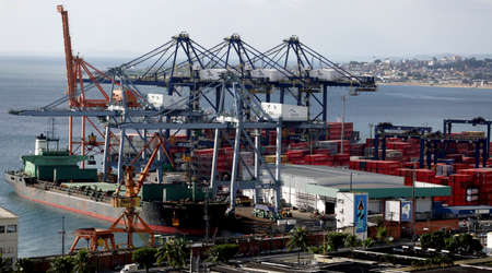 salvador, bahia / brazil - april 7, 2017: Ship seen during loading and unloading procedure in...