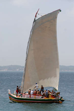 salvador, bahia / brazil - january 21, 2007: Saveiros are seen during Regatta Joao das Batas in Baia...