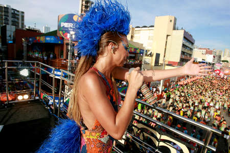 salvador, bahia / brazil - february 17, 2015: Vina Calmon, lead singer of Banda Cheiro de Amor is...