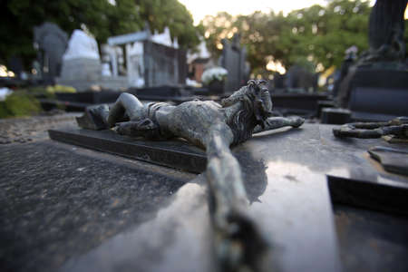 salvador, bahia / brazil - june 3, 2016: Sculpture is seen in tombs of Campo Santo Cemetery in...