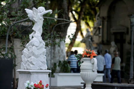 salvador, bahia / brazil - june 3, 2016: Sculpture is seen in tombs of Campo Santo Cemetery in Salvador city.のeditorial素材