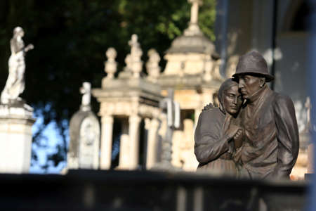 salvador, bahia / brazil - june 3, 2016: Sculpture is seen in tombs of Campo Santo Cemetery in Salvador city.のeditorial素材