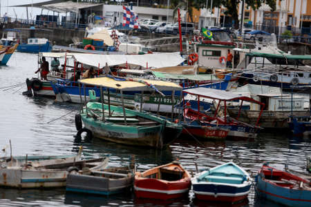 salvador, bahia / brazil - may 23, 2015: Boats are seen on the Modelo Market Ramp at Todos os Santos...