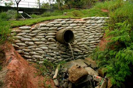 porto Seguro, bahia / brazil - december 1, 2008: land containment made with sandbags in the city of Porto Seguro, in the south of Bahia.のeditorial素材