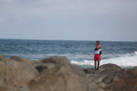 salvador, bahia / brazil - may 30, 2017: Members of the Bahia Fire Department search the person who disappeared on Barra beach in Salvador.のeditorial素材