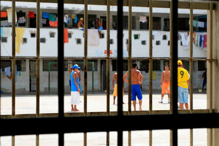 teixeira de freitas, bahia / brazil - september 16, 2008: Detainees are seen in the Penal Set of the city of Teixeira de Freitas.のeditorial素材