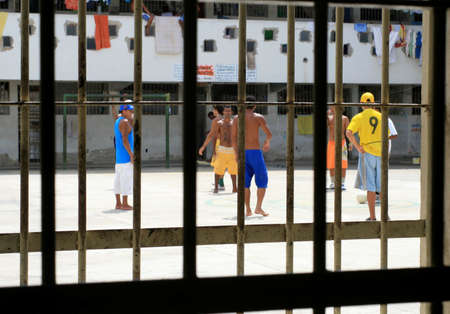 teixeira de freitas, bahia / brazil - september 16, 2008: Detainees are seen in the Penal Set of the city of Teixeira de Freitas.のeditorial素材