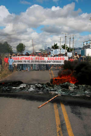 guaratinga, bahia / brazil - may 1, 2008: rural workers protest on labor day in the municipality of...