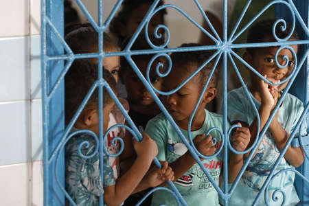 alagoinhas, bahia / brazil - july 3, 2019: public daycare students are seen in the classroom in the city of Alagoinhas.のeditorial素材
