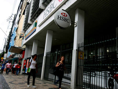 salvador, bahia / brazil - october 15, 2014: View of the facade of HSBC Bank branch in Pituba neighborhood in Salvador.のeditorial素材