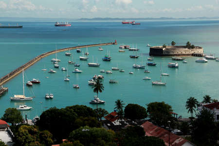 salvador, bahia / brazil - september 3, 2012: View of the Sao Marcelo Fort in Todos os Santos Bay in the city of Salvador.のeditorial素材