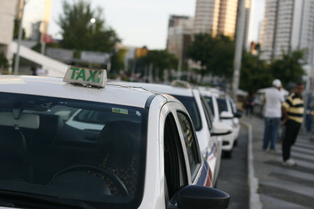 salvador, bahia / barazil - january 12, 2016: Taxi queue is seen at Salvador city bus station.のeditorial素材