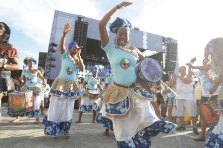 salvador, bahia / brazil - february 2, 2017: Dida Band members, percussionists are formed by women,...