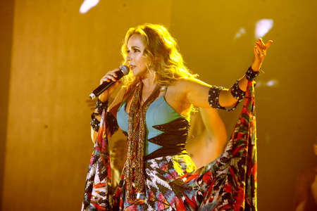 salvador, bahia / brazil - march 31, 2015: the singer Daniela Mercury is seen during a performance in the city of Salvador.のeditorial素材
