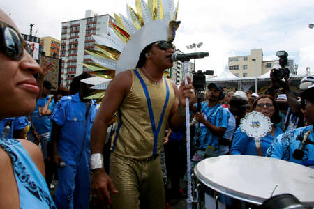 salvador, bahia / brazil - february 18, 2015: the singer Carlinhos Brown is seen during trawling in...