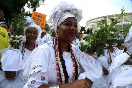 salvador, bahia / brazil - january 24, 2016: Group of Bahians parade during event at Tororo Dike in...