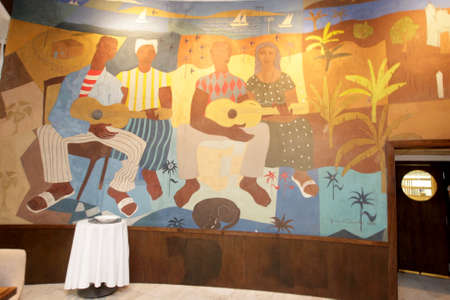salvador, bahia / brazil - december 21, 2017: Panel by artist Genaro de Carvalho is seen at Hotel Shereton da Bahia, in the city of Salvador.のeditorial素材