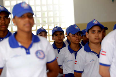 dias d'avila, bahia / brazil - July 26, 2019: Students at Altair da Costa Lima Municipal School...