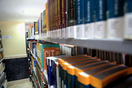 salvador, bahia / brazil - january 7, 2016: shelf with books in library in Salvador city.のeditorial素材