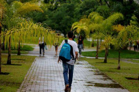 salvador, bahia / brazil - may 26, 2015: Students are seen at the Ondina Campus of the Federal University of Bahia - UFBA in Salvador.のeditorial素材