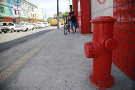 salvador, bahia / brazil - secember 2, 2019: Fire hydrant for use by the Fire Department is seen in the neighborhood of Calcada in the city of Salvador.のeditorial素材