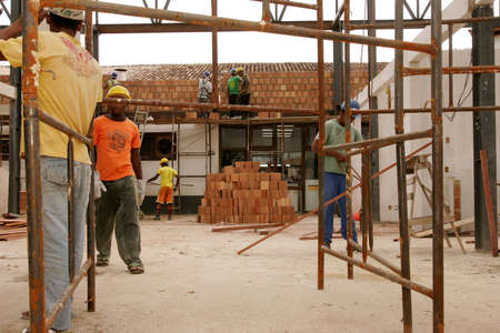 porto Seguro, bahia / brazil - october 8, 2010: Workers are seen working and refurbishing the airport in the city of Porto Seguroのeditorial素材