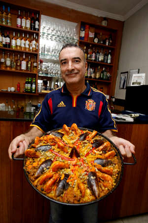 salvador, bahia / brazil - june 13, 2018: Paella, typical dish from Spain is seen in a restaurant in downtown Salvador.のeditorial素材