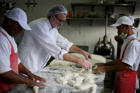 salvador, bahia / brazil - june1, 2017: preparation of special bread recipes in paradaria in the Brotas neighborhood in the city of Salvador.のeditorial素材