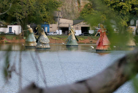 salvador, bahia / brazil - august 23, 2007: sculpture of orixas, detached from the candoble, are seen at Dique de Itororo in the city of Salvador.のeditorial素材