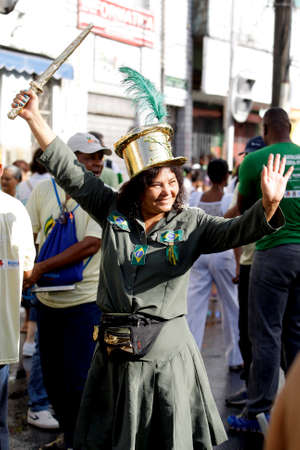 salvador, bahia / brazil - july 2, 2015: person wears the costume of Maria Quiteria, a Bahian...