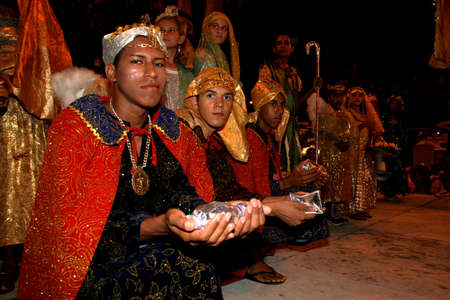 salvador, bahia / brazil - january 5, 2007: Presentation of suit at the feast of kings in the neighborhood of Lapinha in Salvador city.のeditorial素材