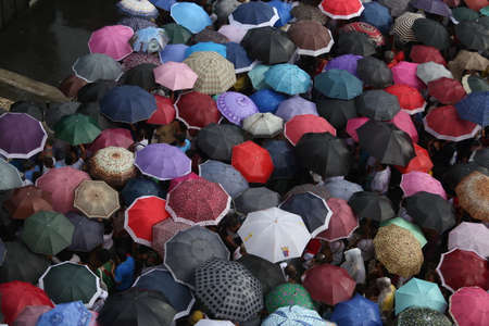 salvador, bahia / brazil - march 24, 2019: Catholics perform the Penintential Walk during Lent in the city of Salvador.のeditorial素材