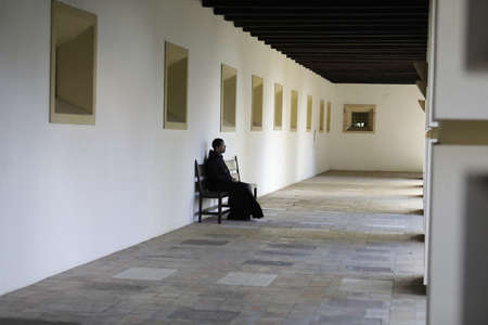 salvador, bahia / brazil - february 21, 2019: monk is seen on the premises of the monasteries of Sao Bento in the city of Salvador.のeditorial素材