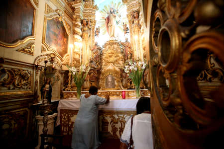 salvador, bahia / brazil - january 1, 2016: View of the altar of the church of Nossa Senhora da Conceicao da Praia in the commerce district of Salvador.のeditorial素材