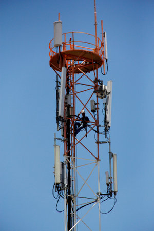 salvador, bahia / brazil - January 28, 2013: Cell phone tower is seen in the city of Salvador.のeditorial素材
