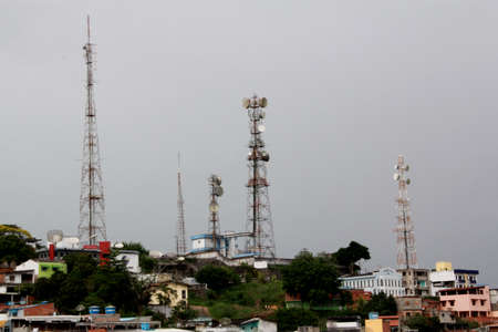 salvador, bahia / brazil - January 28, 2013: Cell phone tower is seen in the city of Salvador.のeditorial素材