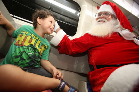 salvador, bahia / brazil - october 29, 2018: Santa Claus is seen arriving at a mall in the city of Salvador. arrival of santa claus in shopping mall.のeditorial素材