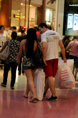 salvador, bahia / brazil - november 16, 2012: people are seen shopping for christmas at shpping center in the city of Salvador.のeditorial素材