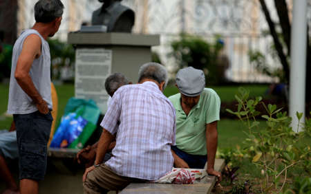 salvador, bahia / brazil - may 19, 2017: Elderly people are seen at the Piedade Square in Salvador city.のeditorial素材