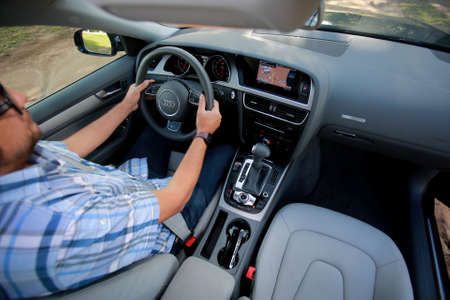 salvador, bahia / brazil - may 4, 2015: internal view of the controls of the Audi A5 vehicle, in the...
