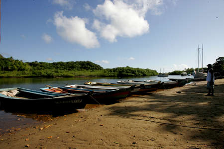 porto Seguro, Bahia / Brazil - February 26, 2011: boats are seen in the waters of the Caraiva River in the Caraiva district in the municipality of Porto Seguro.のeditorial素材