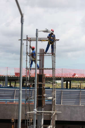 salvador, bahia / brazil - september 1, 2015: Workers working on renovation work of the Airport in...