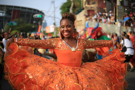 salvador, bahia / brazil - january 24, 2016: Member of the Rancho do Boi Cultural Group of Folklore Dance Group, seen during an event at the Tororo Dike in the city of Salvador.のeditorial素材